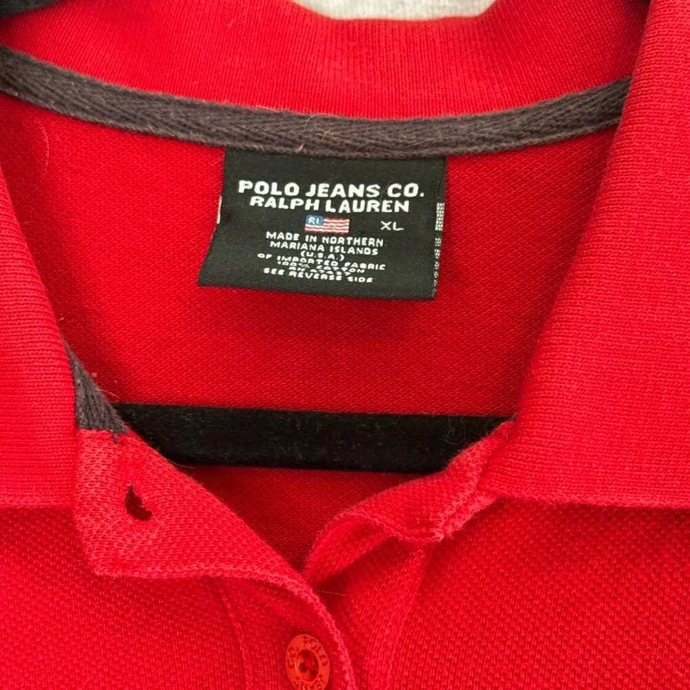 VTG 90's Polo Jeans Co Ralph Lauren‎ Men's Polo Size XL Red Embroidered Collar